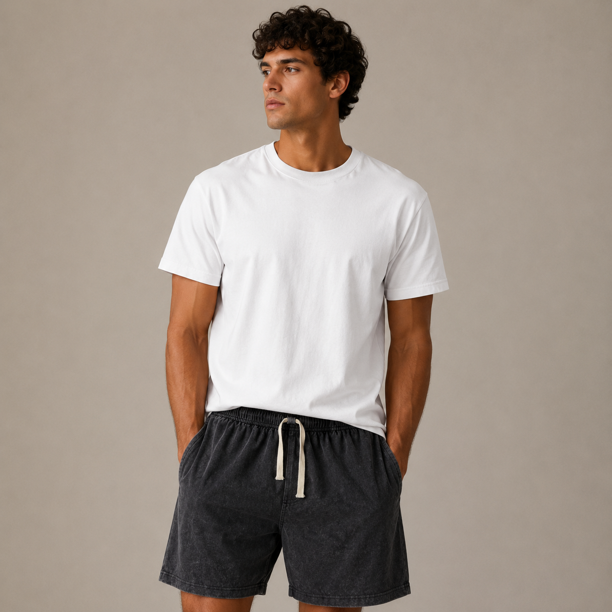 DigiPrint Unisex Vintage Short, Acid washed, Mineral washed.