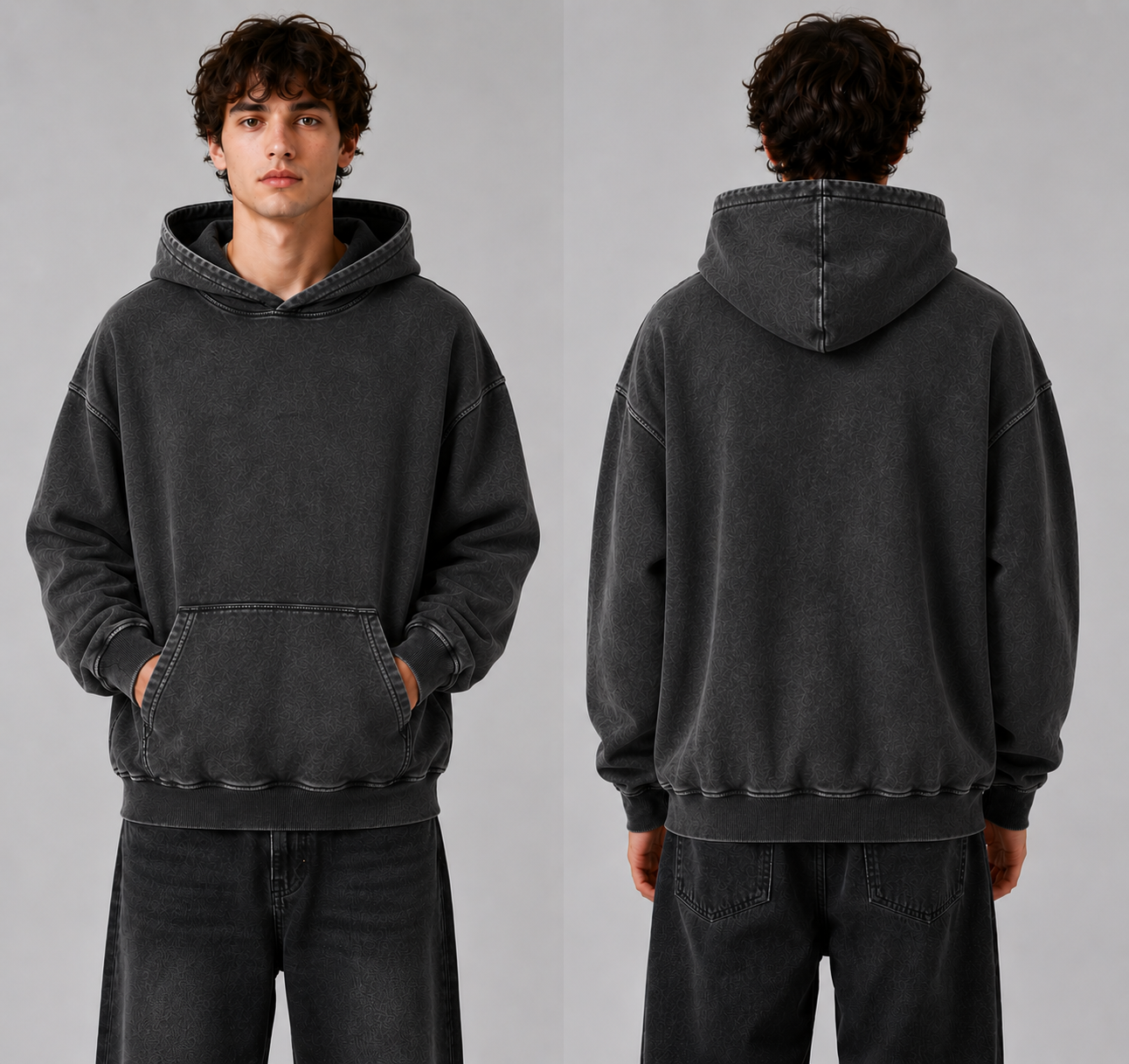 DigiPrint Men's Vintage Hoodies, Acid washed, Mineral washed.
