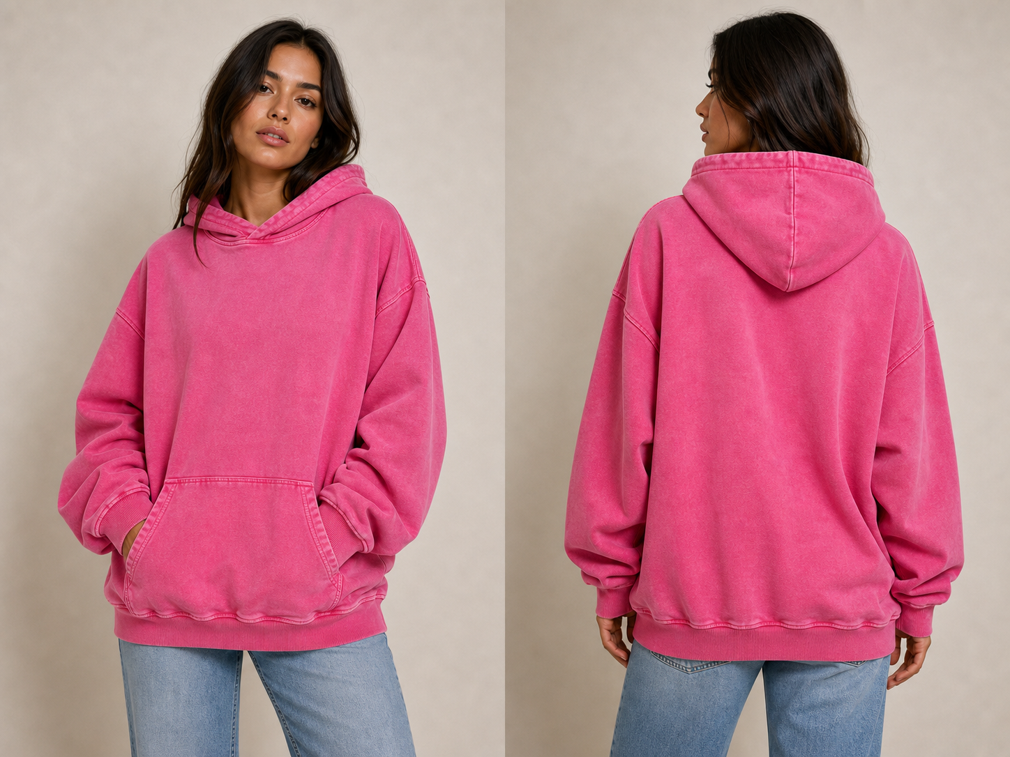 DigiPrint Women's Vintage Hoodies, Acid washed, Mineral washed.